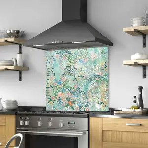 GCKG Seamless Ceramic tiles design Texture Wallpaper Graphics Tempered Glass Kitchen Backsplash, Stove Back Cover, Stove Splashback, Cutting Board, Kitchen Wall Decor