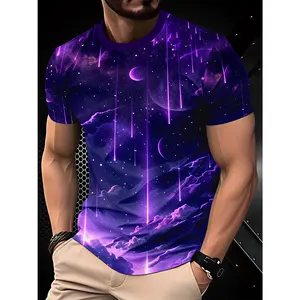 Men'S Casual Sports 3D Print T-Shirt - Vibrant Street Style Design, Breathable Regular Fit with a Round Neck, Machine Washable Summer Casual Top, Cool Gift, Artistic Fashion, Comfortable Fabric for Everyday Wear