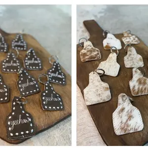 Cowhide Ear Tag Keychain - Perfect for Keys and Accessories