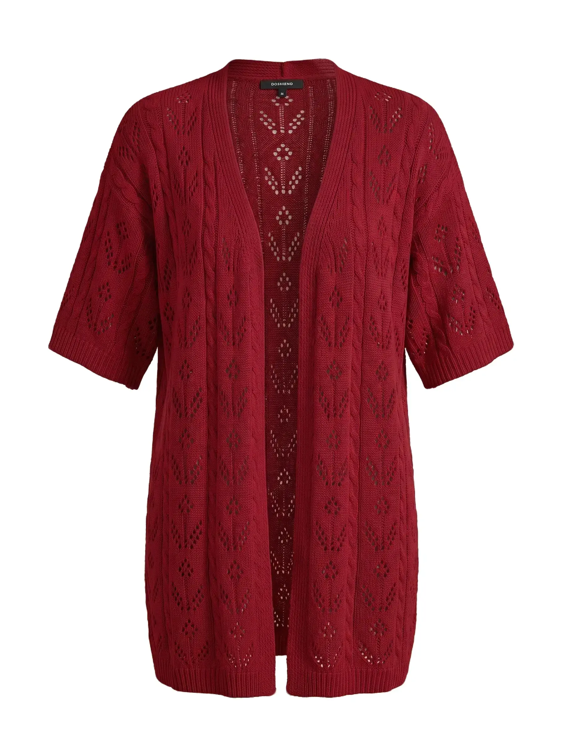 PHEFEE Women's Boho Crochet Cardigan Short Sleeve Lightweight Knit Sweaters Open Front Hollow Out Beach Cover Up Kimono