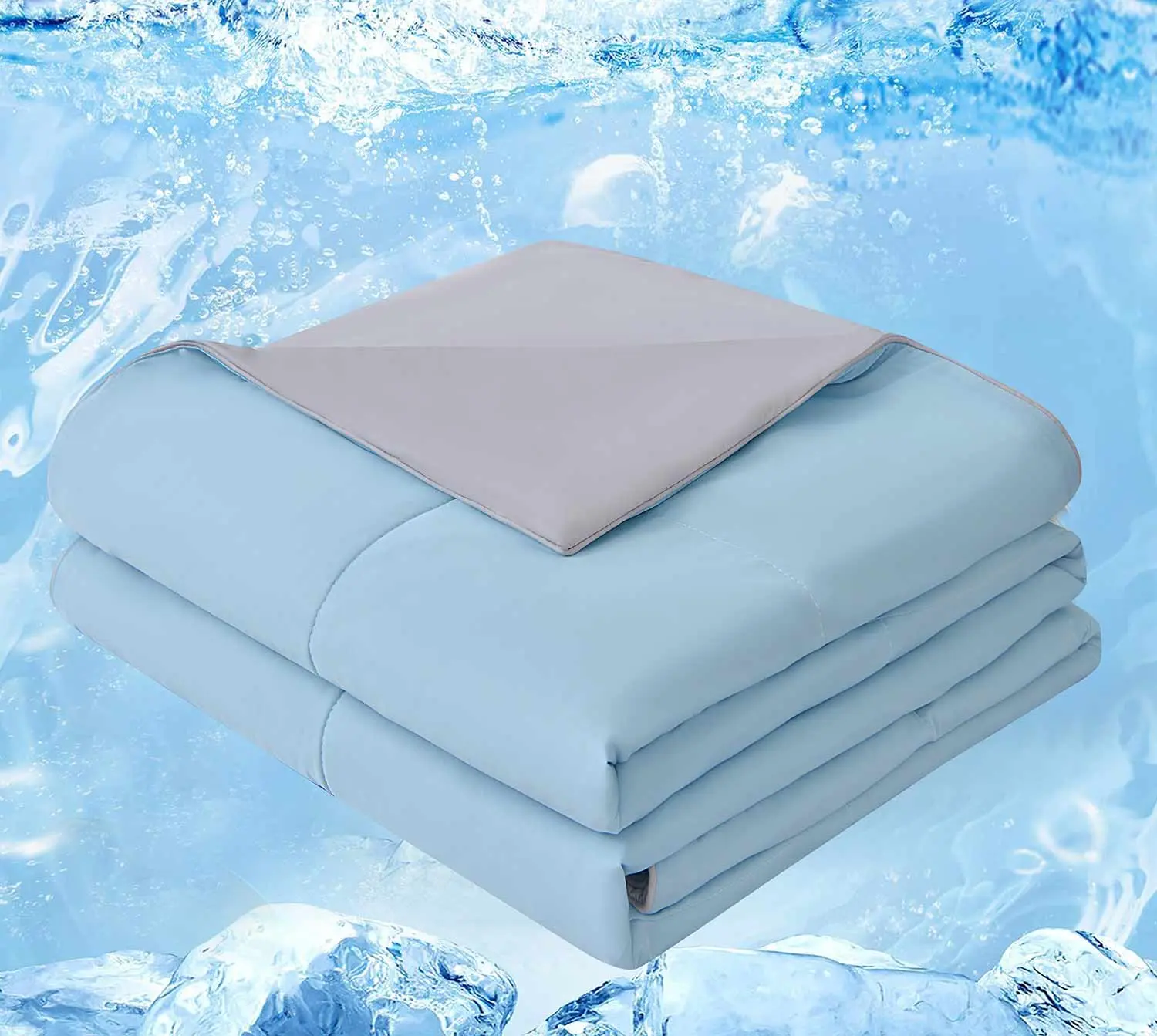 Cooling Qulit, Thin Comforter Set for Hot Sleepers, Lightweight Summer Bed Blanket, Arc Chill Cool Light Weight Bedding Sets, King Queen Full Twin XL Size, Reversible Blue Gray Green Teal Lavender White Light Purple