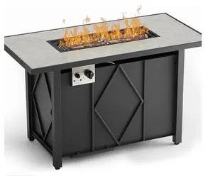 2-in-1 Outdoor Propane Fire Pit Table, 43 Inch Gas Fire Table with 50,000 BTU for Patio, Garden & Balcony, Hidden Tank Design