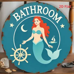 Vintage Nautical Mermaid Bathroom Sign, Hair Mermaid Design, Indoor/outdoor Use, Easy Hook Installation, Coastal Beach House Decor, Home Decor, Bathroom Decorations, Nautical Theme