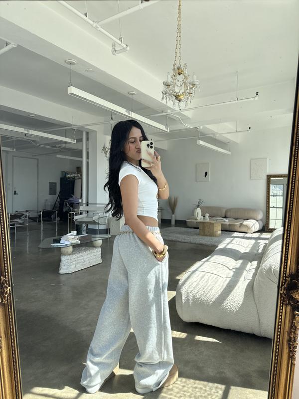 "Sweatpants that Sweatpant" in Grey | Straight Leg Baggy Joggers with Open Bottoms