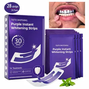 Purple Teeth Whitening Strips,28 PCS Whitening Sessions,Purple Tooth Whitening, Tooth Stain Treatment, Combining Whitening and Colour Correction,Peroxide-Free Enamel-Safe whiten