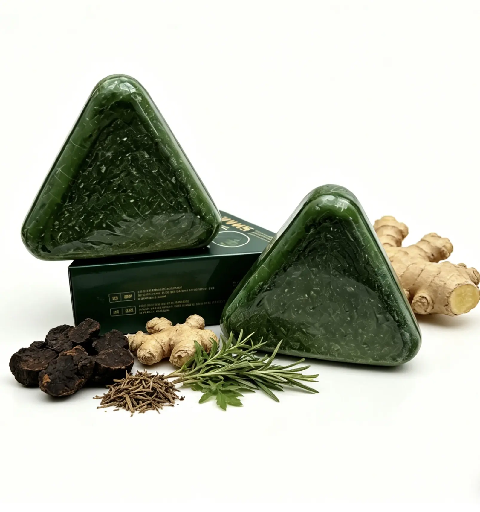 Nature Triangle Shampoo Bar with Bubble Net, Herbal Extracts for Women & Men – Calming, Strengthening, Lightweight Cleansing, Eco-Friendly Travel-Friendly Hair Loss Care Cleanser Daily Haircare Soap