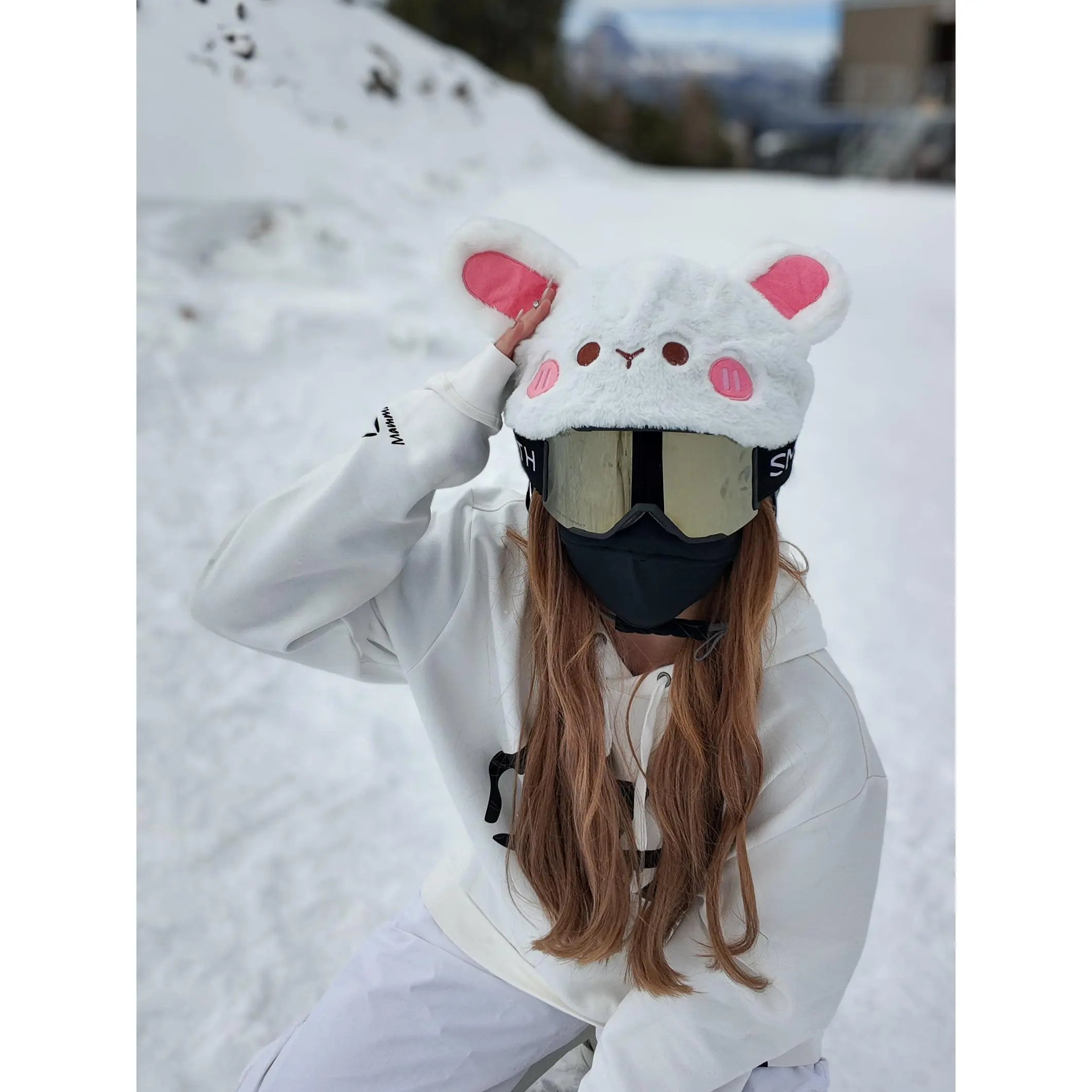 Ski Helmet Cover - Blushing Bunny, One-size-fits-all, Fun Accessory for Ski  & Snowboard Helmets, Adults & Kids Compatible - TikTok Shop