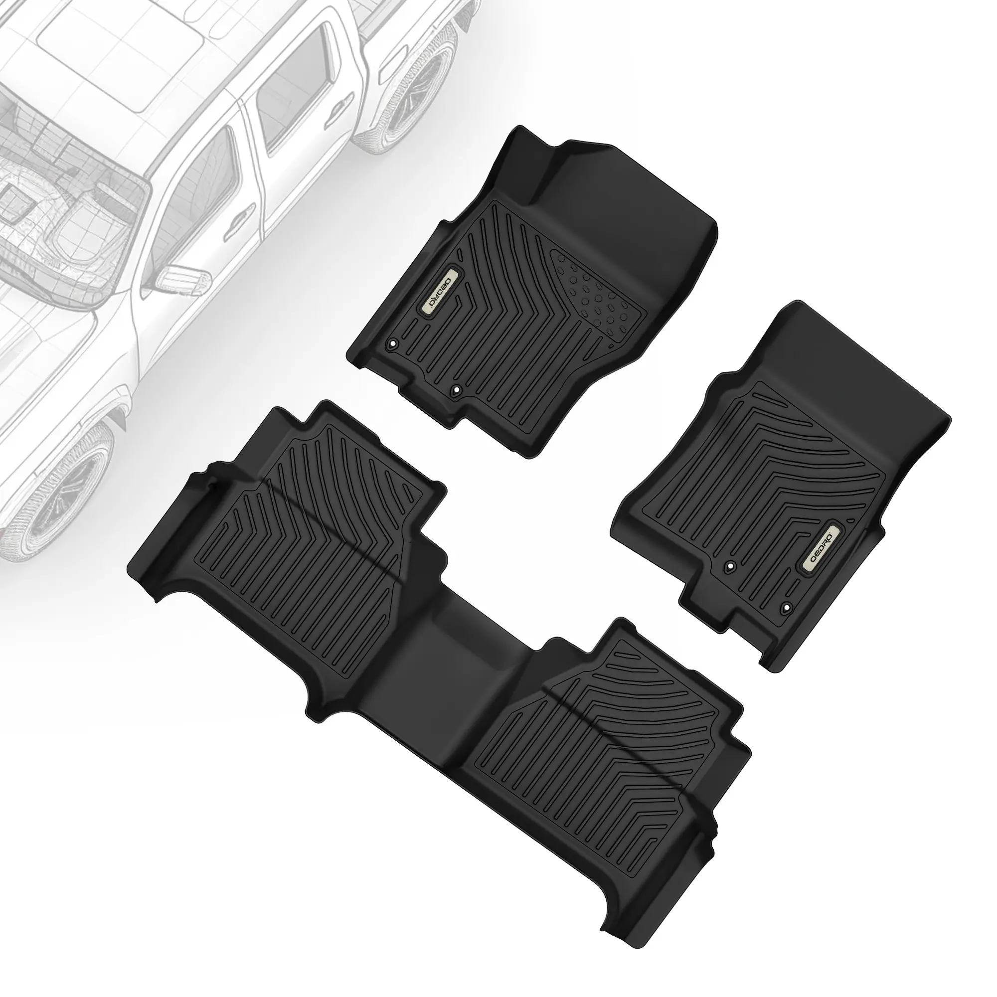 OEDRO TPE Floor Mats fits Nissan Frontier Crew Cab 2022-2025, All Weather, Waterproof