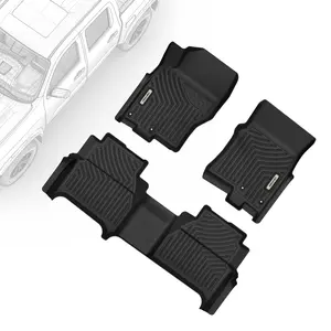 OEDRO Floor Mats 2 Row Liner Set Compatible with 2022-2025 Nissan Frontier Crew Cab w/ 2nd Row Under-Seat Storage