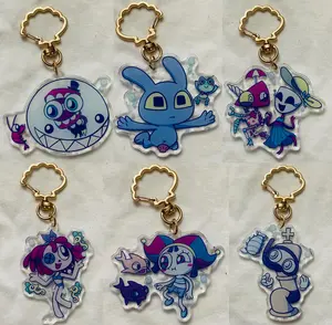 TADC Keychain Acrylic Charm (Beach Day) - Pomni, Ragatha, Zooble and Gangle, Jax, Caine, Kinger Keychains - Cute Acrylic Cartoon Keychain, Funny Meme Character Charm for Keys, Bags, Backpack, Durable Gift for Fans & Collectors