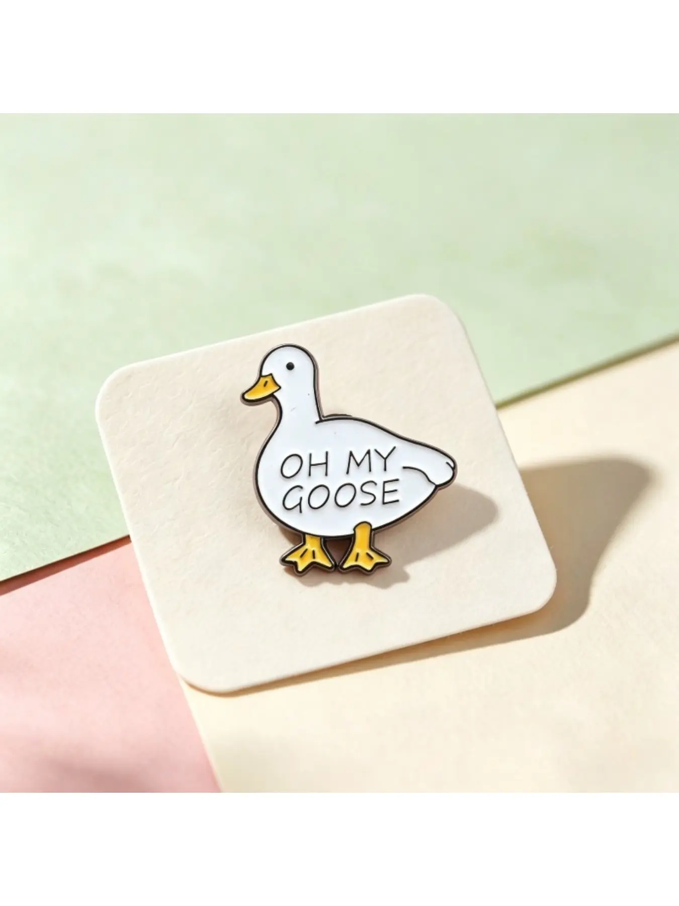 "Oh My Goose" Cute White Goose Pin Funny Cartoon Animal Brooch Accessory for Backpacks & Jackets Perfect Gift
