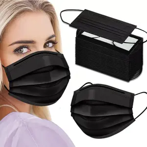 Black Face Masks, 3-Ply Black Masks Disposable 100 Pk (Premium Comfort Soft White Inside) Breathe Easy