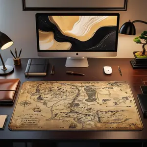Middle Earth Map Mouse Pad  LOTR Gaming Desk Mat
