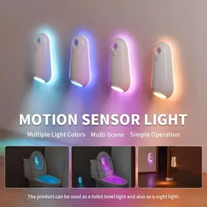 Motion Sensor Toilet Night Light, RGB Color Changing USB-C Rechargeable Bathroom Accessory, Ambient Lighting, Ideal for Hallways and Stairs