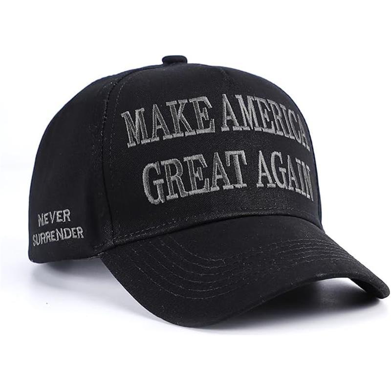 Trump 2024 45-47 Dark MAGA Trucker Hat Make America Great Again Slogan with USA Flag Adjustable Baseball Cap Mesh Snap