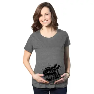 Turkey Smuggler T shirt Funny Thanksgiving Maternity Shirt Pregnancy New Baby Tee Funny Graphic Maternity Tee Cute Pregnancy Tees With Plus Sizes Pregnant Thanksgiving Maternity Wear Maternity Shirts Dark Grey