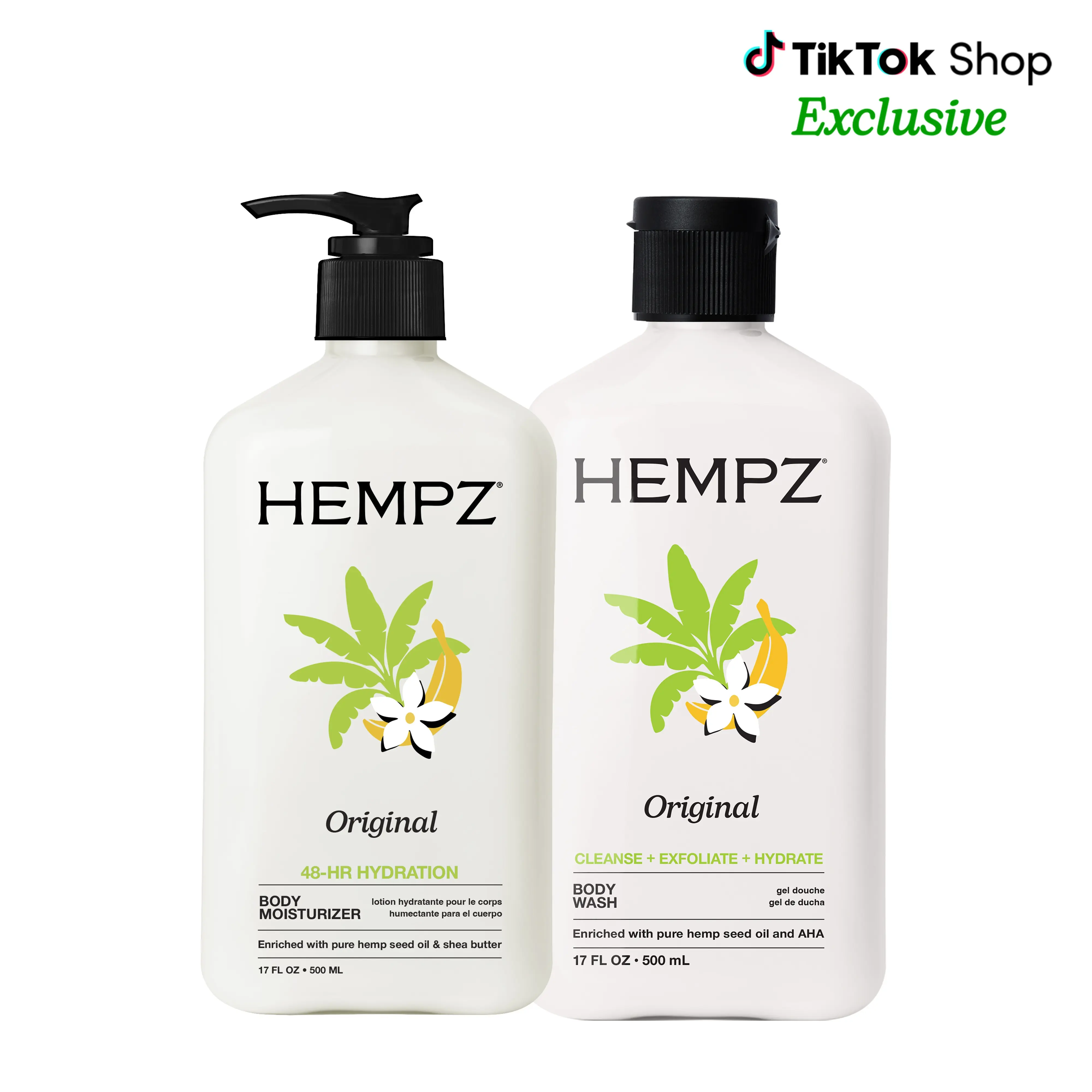 Hempz Exclusive Original Floral Banana Body Wash & Moisturizer Bundle