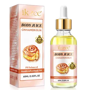 Ikzee Body Juice Oil 60ML Cinnamon Bread Scent, Moisturizing Body Oil for Hydration, Skin Care Essential, Natural Ingredients