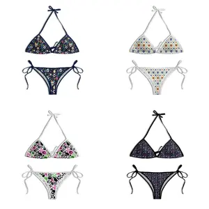 Sexy Emo Skeleton Bone Tankini - Seamless Y2K Alt Girl Swimsuit - Women's Goth String Swimwear