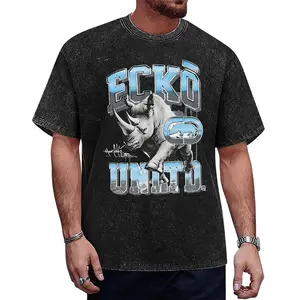 Vintage Washed Rhino Graphic T-Shirt Unisex Short Sleeve Crew Neck 100% Cotton Retro Streetwear Tee Bold Animal Print Gift Menswear Top