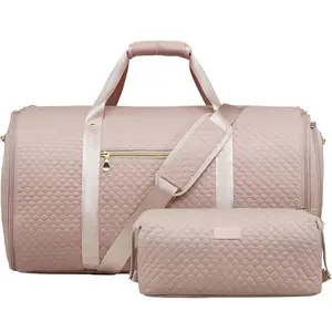 Garment Bag Carry On Convertible Travel Duffel Bag with Shoe Pouch Weekender Bag for Women Men 2 in 1 Hanging Suit Bag with Shoulder Strap Business Travel Bag (Pink, Standard)