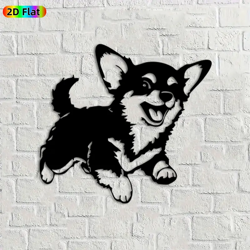 1pc Corgi Metal Wall Art,Cute Corgi Statue Mural,Ideal Gift for Christmas,Easter,Corgi Decor Enthusiasts,Rust-Resistant Metal Wall Decor Wall Sculptures,Perfect for Home Wall & Garden Fence,Corgi Enthusiasts