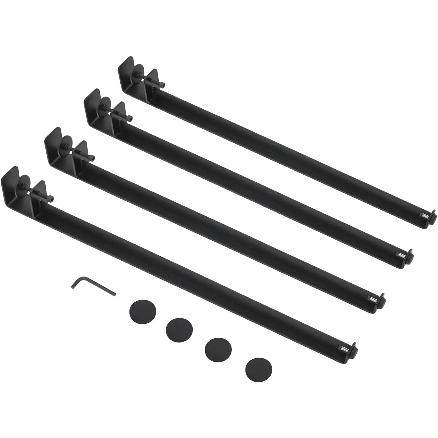 Adjustable Metal Table Legs, 28in F-Shape Dining Desk Legs, 4pcs with Foot Pads, for Various Table Shapes (Black)