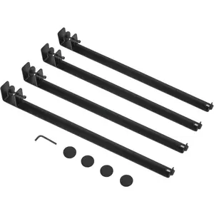 Adjustable Metal Table Legs, 28in F-Shape Dining Desk Legs, 4pcs with Foot Pads, for Various Table Shapes (Black)