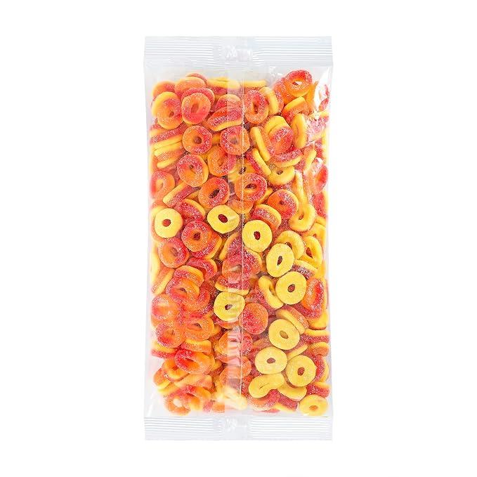 Kervan Candy Bebeto Peach Rings - Fruity, Soft, Sweet & Sour Gummy Candy Bulk for Kids, Gift Snacks and Parties - Peach Gummies Big Party Size Bag (5 lbs)