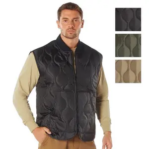 Rothco Quilted Woobie Vest - Men's Plain Polyester Shell Outerwear with Zipper, Pockets, Sleeveless, Ideal for Day Outdoor Use, Available in Black & Brown