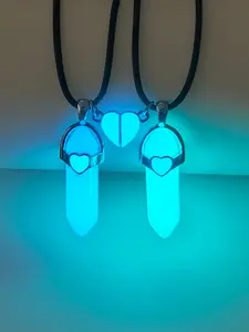 Night Glow Heart Shape Accessories Couple Necklace, Love Necklace, Glowing Column Valentine's Day Gift, Anniversary Present, 2 Piece Set