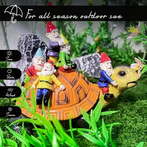 Colorful Resin Whimsical Gnome Statue - Turtle Decor for Garden, Patio & Lawn - Weather-Resistant Outdoor Decor - Ideal for All Seasons fengshui ornament heal stone silk  flowers fake home laundry room farmhouse kitchen cute decoration print highland cow