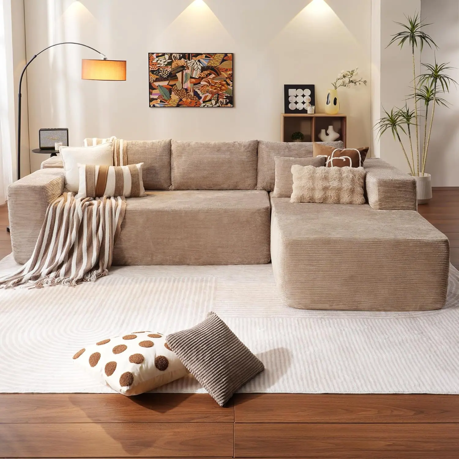 Khaki Corduroy Right Recliner
