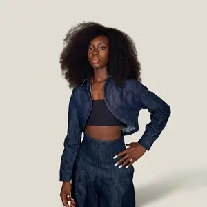 Fitted Wide Leg Jeans and Crop Jacket Set