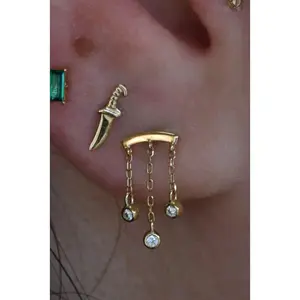 14K Rain Chain Hidden Helix Stud