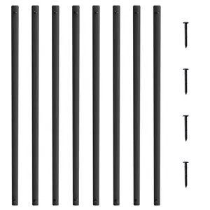 Staircase Metal Balusters 38 In By 1 In Flat Aluminum Alloy Decorative Banister Spindles, 72 Pack Deck Balusters With Screws, Classic Hollow Satin Black Powder Coated Railing For Porch And Outdoor Deck