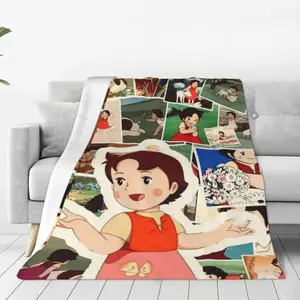 Heidi Girl of the Alps Flannel Blanket Classic Anime Fans Machine Washable Super Soft Throw for Kids Adults Bed Sofa Birthday Gift