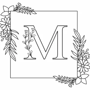 Letter M Pre Printed Paint Canvas 8x8 Handmade 100% Cotton & Vinyl Artwork