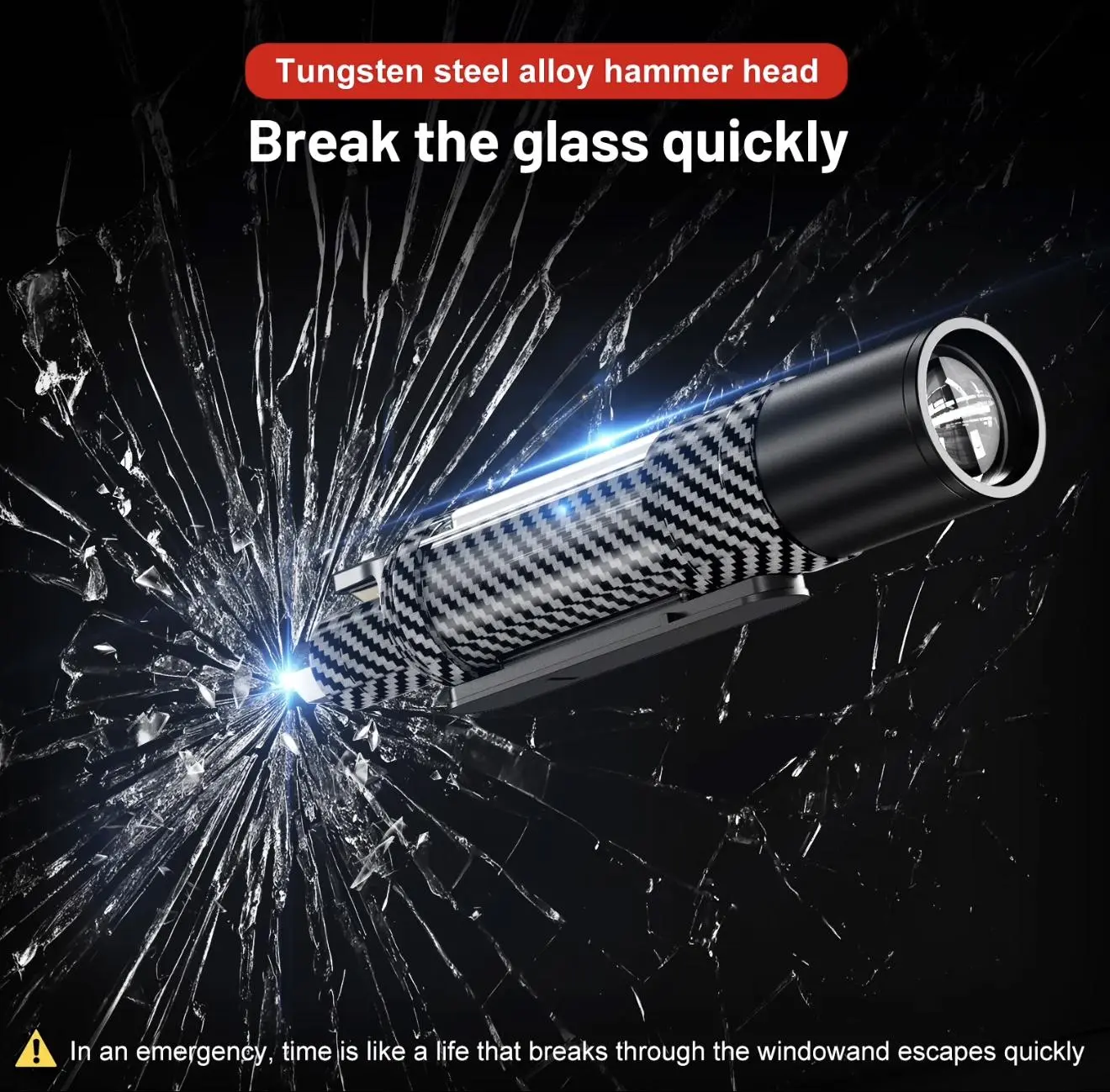 Easriy Tactical Rechargeable LED Flashlight - 1000LM Super Bright, Type-C Fast Charge, Laser Function, Safety Cutter, Car Window Escape Tool, Low-Voltage Lighting, Tactical Flashlights for Car Emergency, Outdoor Lighting Accessory High Lumen Brightness