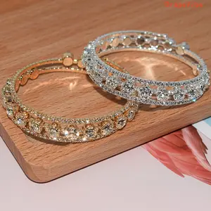Women's Rhinestone‑Decorated Bangle Bracelet Exquisite Trendy Fashion Jewelry For Daily Outfits And Party Occasions