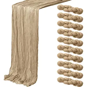 10 Pack Beige Cheesecloth,10FT/120 Inch Easter Boho Gauze,Rustic Sheer Beige Cheese Cloth Runner Bulk for Wedding,Bridal Baby Shower,Home Table