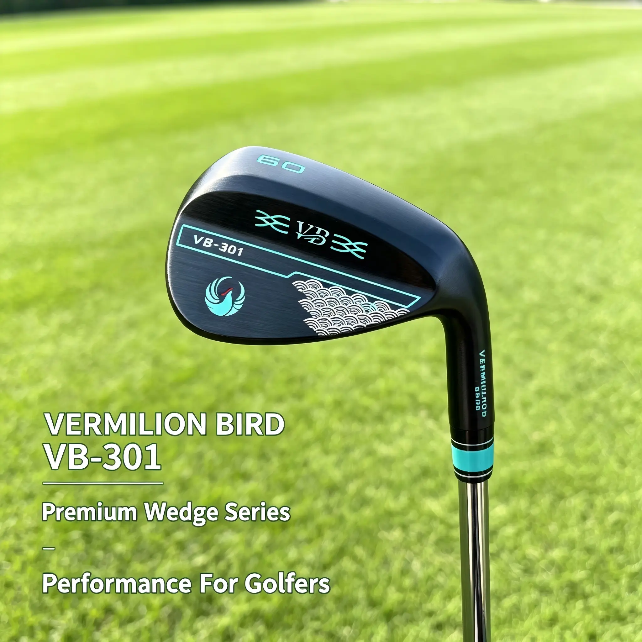 Vermilion Bird VB-301 Forged Golf Sand Wedge, S25C Soft-Steel CNC Milled Face, Premium Steel Shaft, 48-60 Degree for Greenside Shots Black Stability Revolution Putter