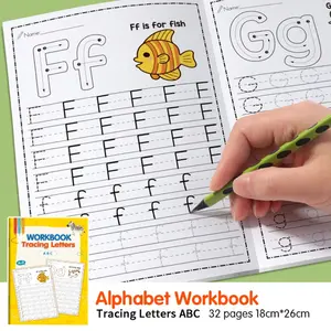 1 set, English 26-letter upper and lower case coloring and painting red pen control practice writing children's early education cognition alphabet book