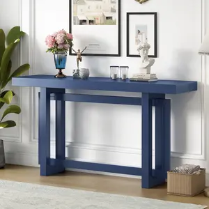 Modern Console Table for Entryway, 59.1" Long Wooden Entrance Table, Narrow Accent Sofa Table for Hallway, Behind The Couch, Living Room- Navy Blue