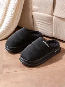 Women's Waterproof Platform Slippers, Casual Soft Comfortable Home Slippers, Warm Plush Slippers for Indoor & Outdoor Use for Fall & Winter