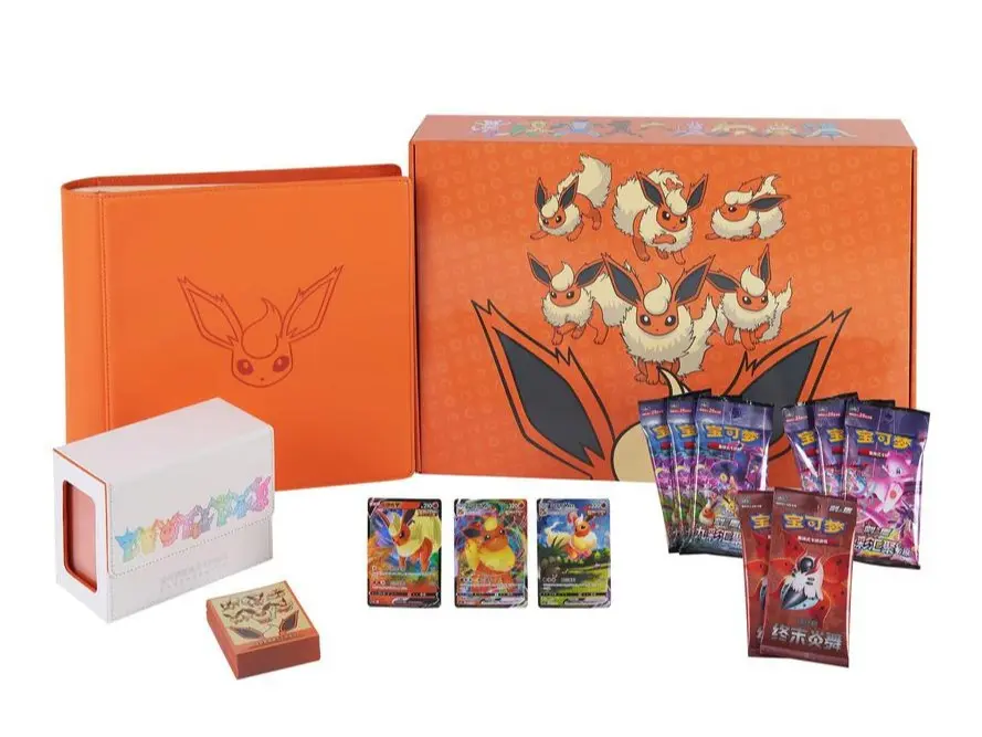 Pokémon TCG 2024 Simplified Chinese Eevee GX Flareon Exclusive Sealed Hobby Box, Trading Cards Box
