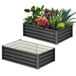 Raised Garden Bed, Heavy Duty Raised Garden Beds Outdoor Galvanized Metal, 2-Pack Large Planters for Outdoor Plants with Safety Edges, 6x3x1ft Raised Beds for Gardening and Planter Box, 2-Pack