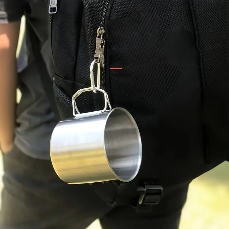 Stainless Steel Folding Water & Coffee Cup - Portable, Multi-Use Mug for Outdoor Camping, Picnics, and Hiking - 550ml Tumbler