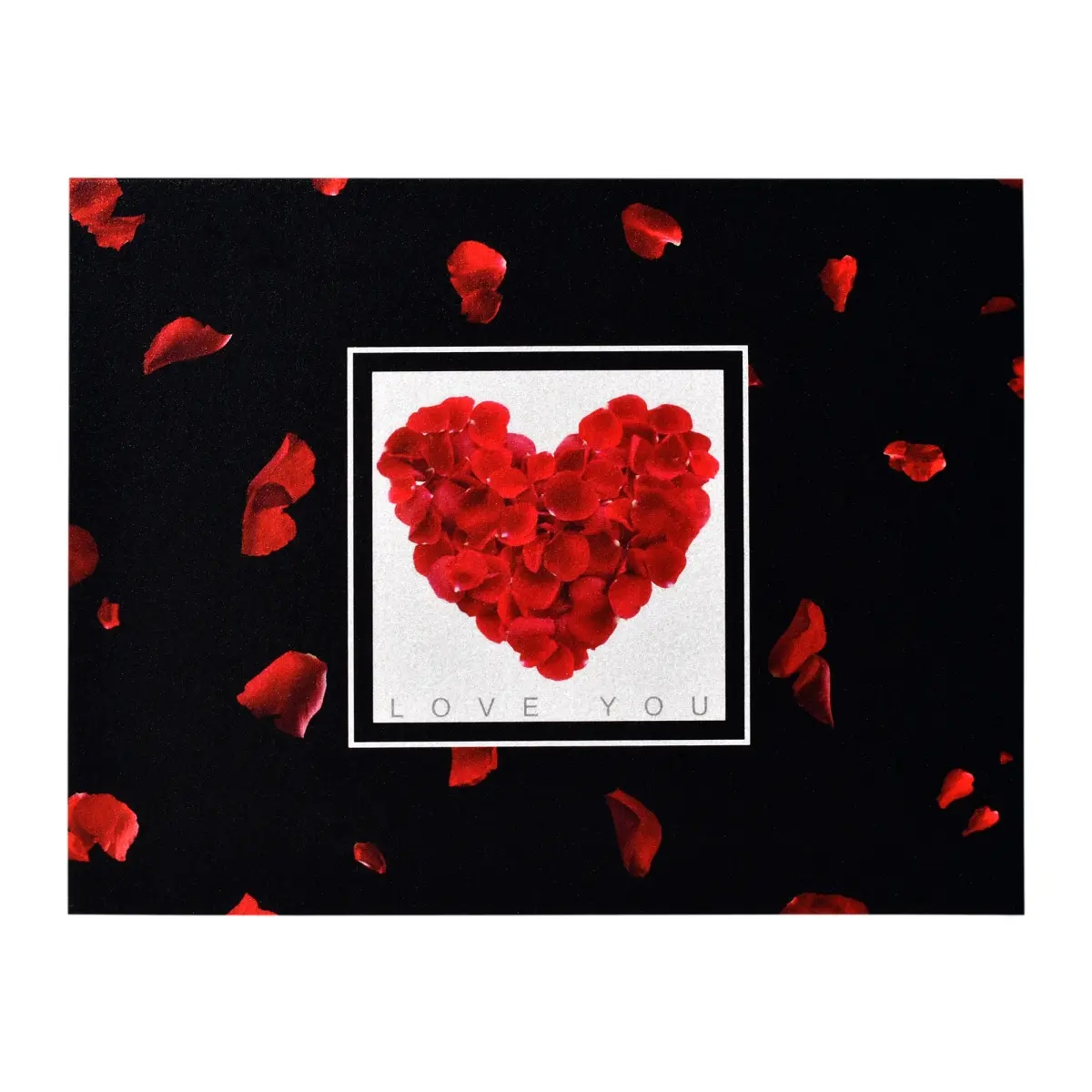 Yay Novelty 214 Radiant Pearl Cardstock Heart Greeting Card - 5.5x4.25", FSC-Certified, Biodegradable Eco-Friendly Heavy Stock, Blank Inside, Love You Rose Design, Romantic Office Stationery Sentimental Gift