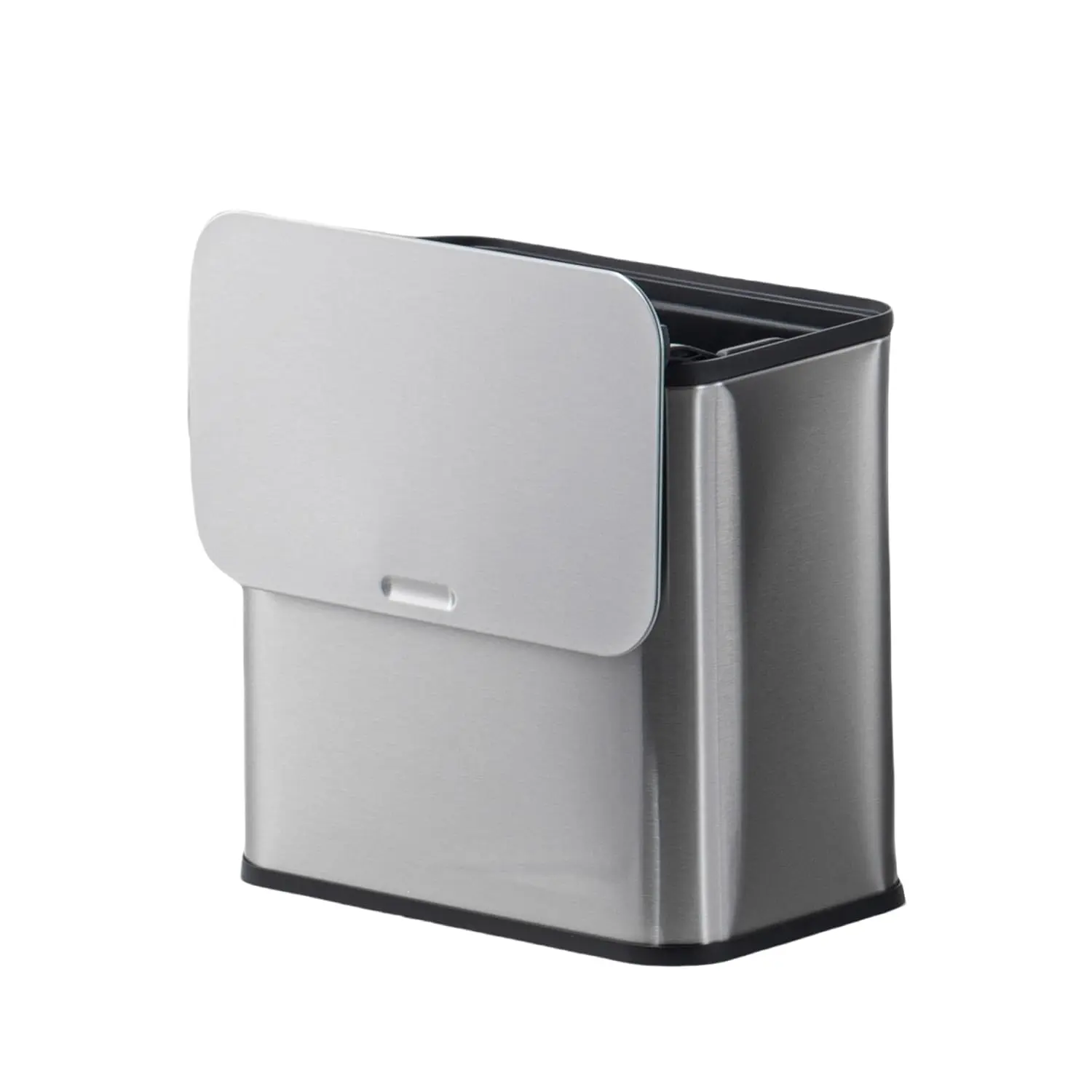 1.3 Gallon/5L Hanging Trash Can with Lid, Stainless Steel Garbage Can with Inner Bucket and Charcoal Filter, Small Trash Bin for Countertop or Under Sink, Bathroom, Bedroom, Cupboard
